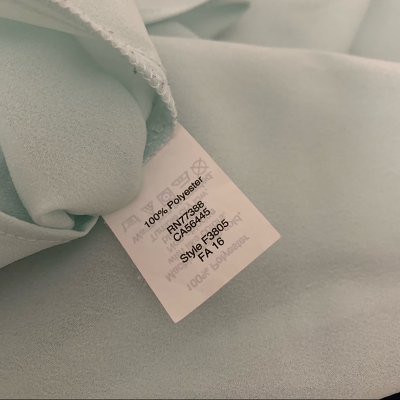 J. Crew—Aqua/Blue/Green Tiered Chiffon Tank Top F3805 with Button Back—Size 2 - Picture 8 of 9